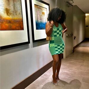 Checkered midi dress